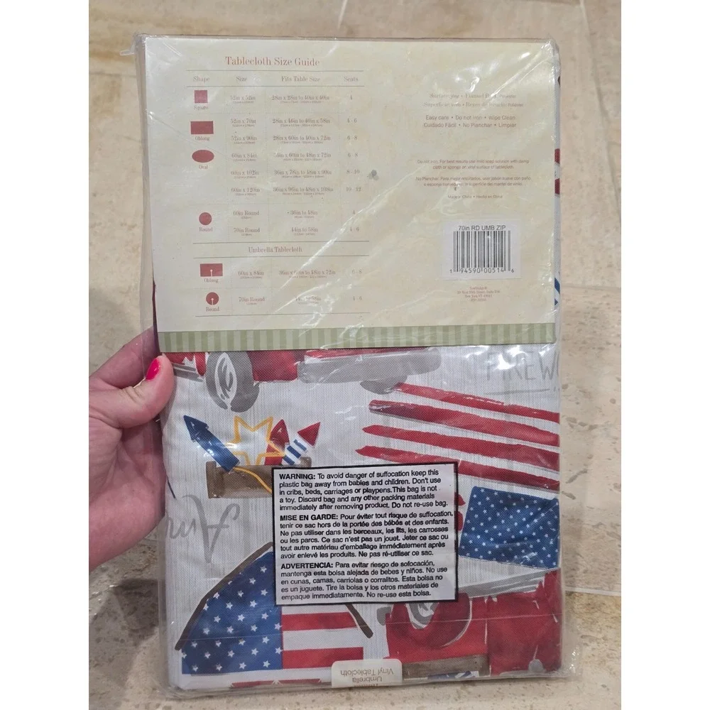 4th of July‎ Vinyl Tablecloth Flannel Back 70